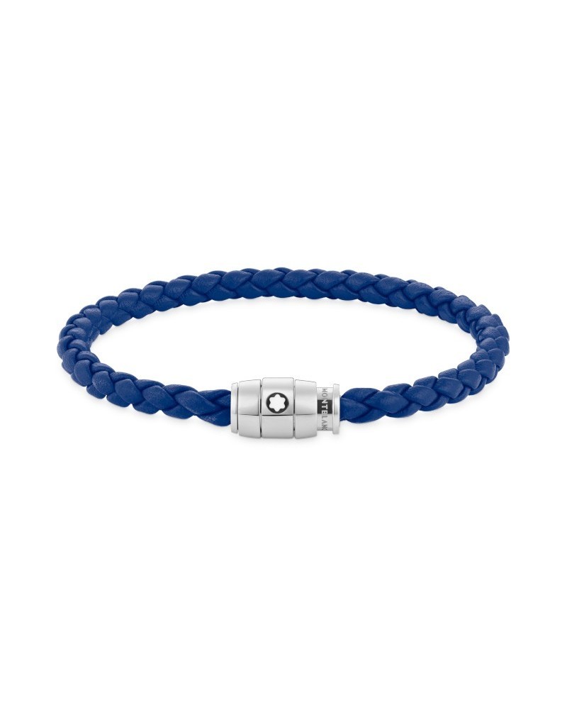Montblanc Bracelet with 3-Ring Clasp in Soft Blue Leather