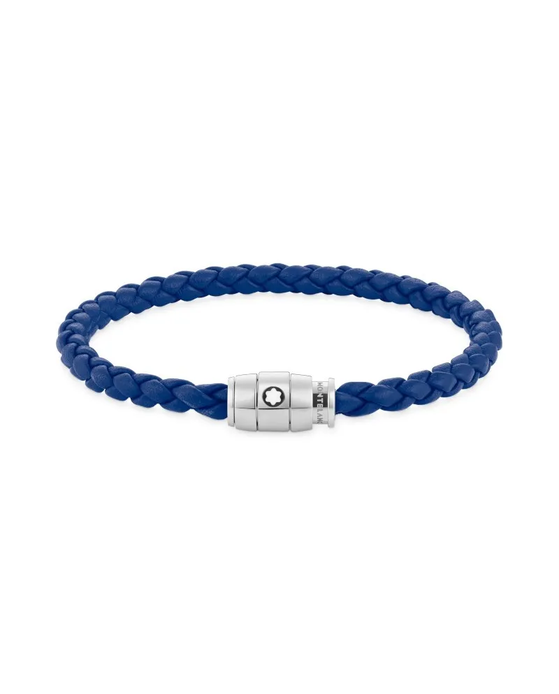 Montblanc Bracelet with 3-Ring Clasp in Soft Blue Leather