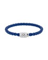 Bracelet Montblanc avec fermoir à 3 anneaux en cuir bleu souple