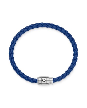 Bracelet Montblanc avec fermoir à 3 anneaux en cuir bleu souple