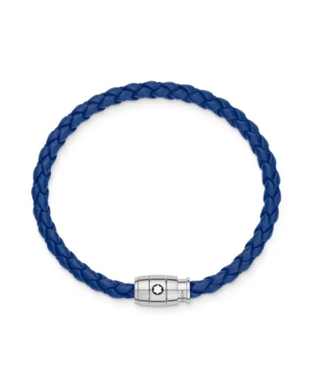Bracciale Montblanc con Chiusura a 3 Anelli in Pelle Soft Blu
