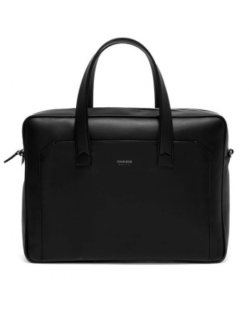 Pineider Daily Briefcase in Smooth Black Leather