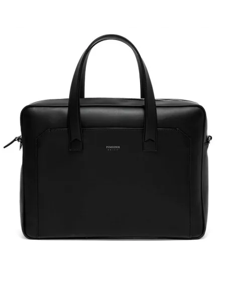 Porte-documents quotidien Pineider en cuir noir lisse