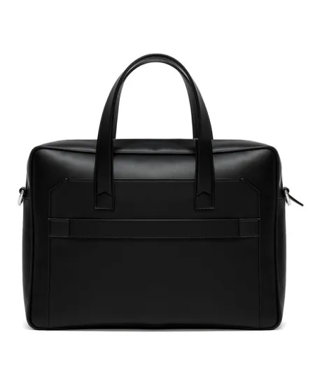 Porte-documents quotidien Pineider en cuir noir lisse