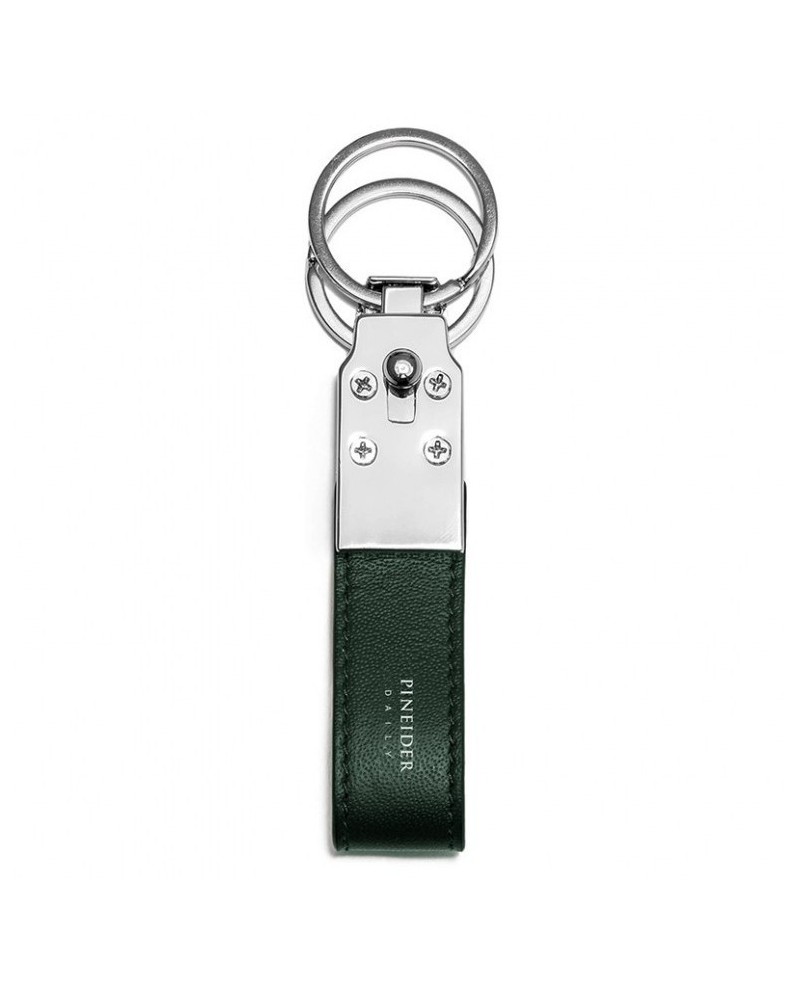 Portachiavi Pineider Daily Doppio in Pelle Nera Liscia