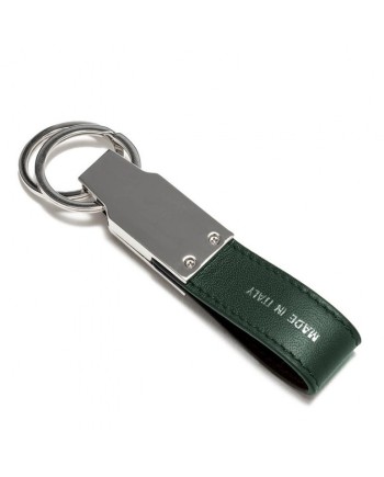 Pineider Daily Double Keychain in Smooth Black Leather