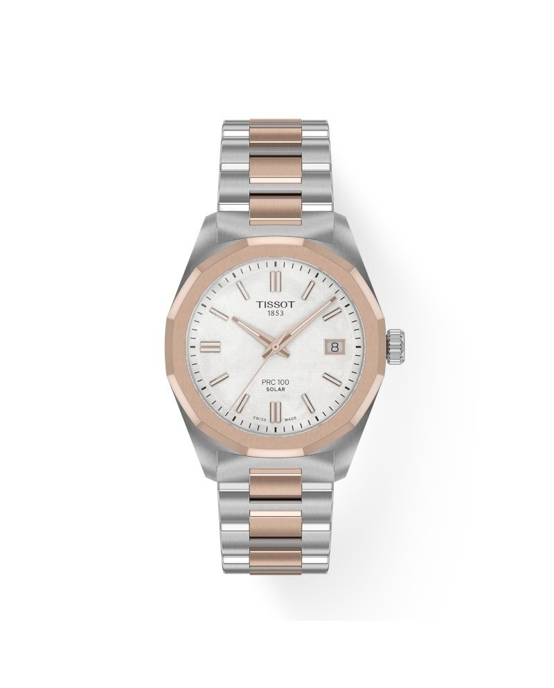 Orologio PRC 100 Solar PVD 34 mm con Quadrante Bianco e Cinturino in Acciaio