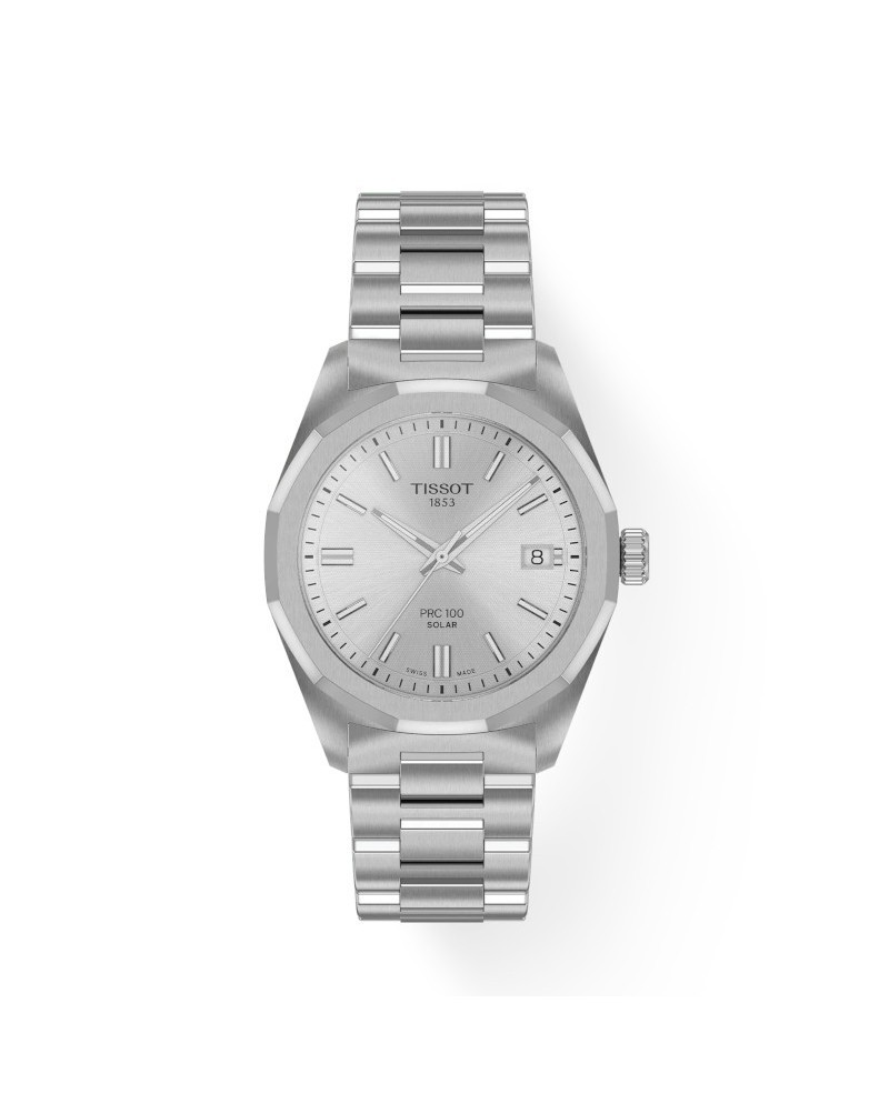 Orologio PRC 100 Solar 34 mm con Quadrante Bianco e Cinturino in Acciaio