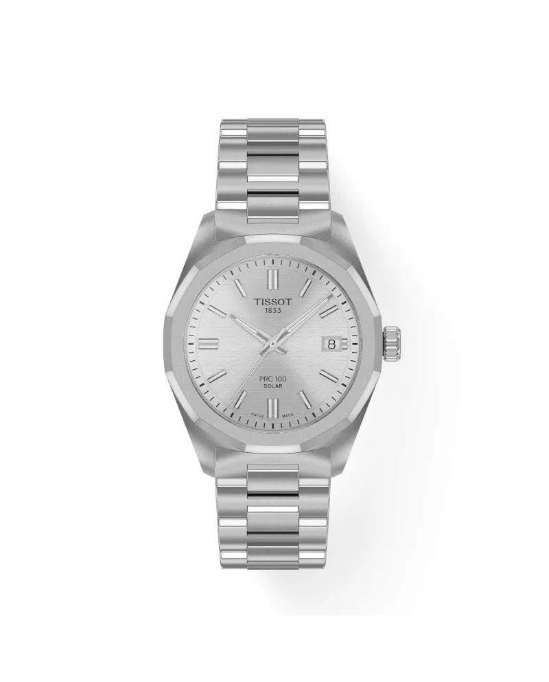 Orologio PRC 100 Solar 34 mm con Quadrante Bianco e Cinturino in Acciaio