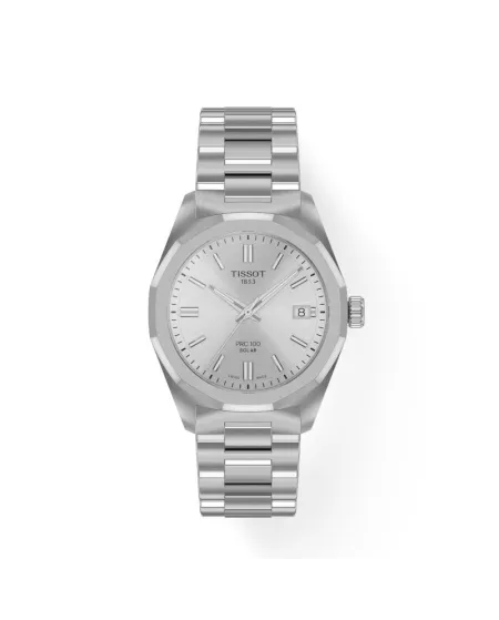 PRC 100 Solar Watch with White Dial and Steel Strap