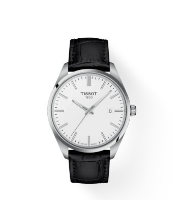 Montre Tissot PR 100 avec cadran blanc et bracelet en cuir