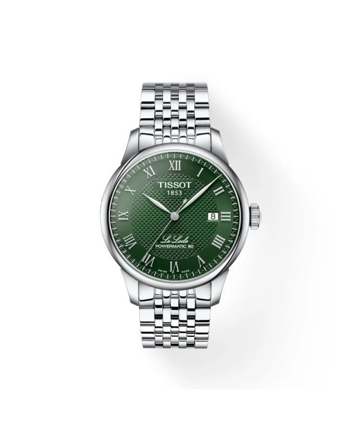 Montre Tissot Le Locle Powermatic 80 avec cadran vert et bracelet en acier