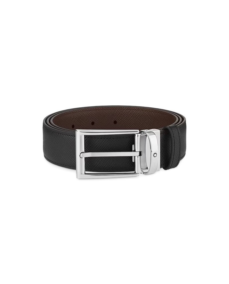 Montblanc Sartorial Reversible Leather Belt in Black/Brown with Rectangular Buckle