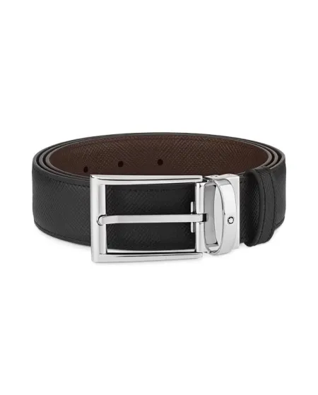 Ceinture réversible Montblanc Sartorial en cuir noir/marron avec boucle rectangulaire