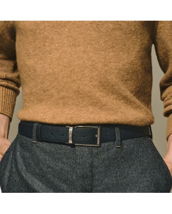 Montblanc Sartorial Reversible Leather Belt in Black/Brown with Rectangular Buckle