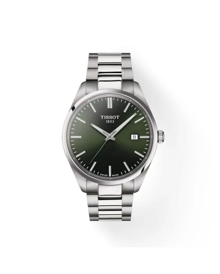 Montre Tissot PR 100 avec cadran vert et bracelet en acier de 40 mm