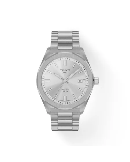 Orologio PRC 100 Solar 39 mm con Quadrante Argento e Cinturino in Acciaio