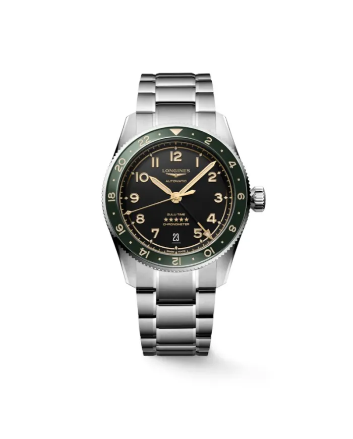 Orologio Longines Spirit Zulu Time 39 mm con Quadrante Antracite e Bracciale in Acciaio