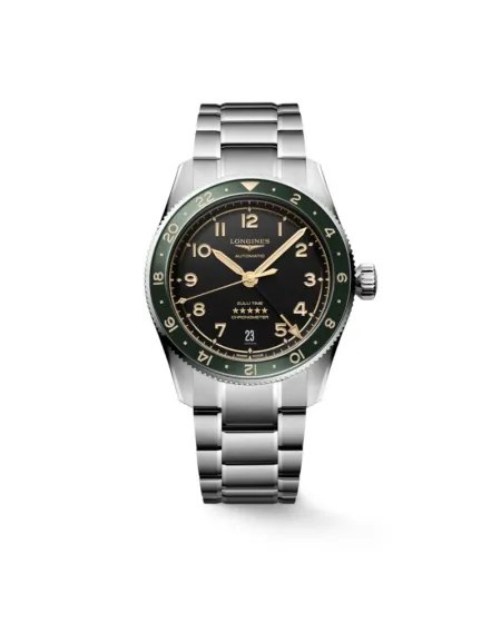 Orologio Longines Spirit Zulu Time 39 mm con Quadrante Antracite e Bracciale in Acciaio