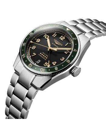 Orologio Longines Spirit Zulu Time 39 mm con Quadrante Antracite e Bracciale in Acciaio