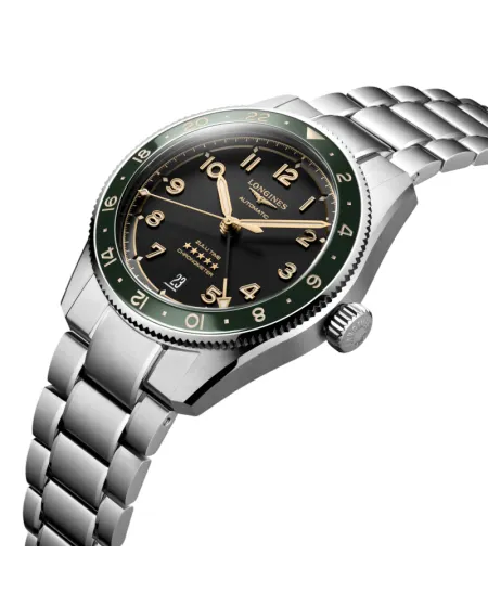 Orologio Longines Spirit Zulu Time 39 mm con Quadrante Antracite e Bracciale in Acciaio
