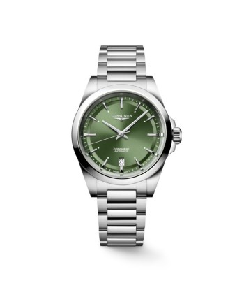 Montre Longines Conquest avec cadran vert et bracelet en acier de 38 mm
