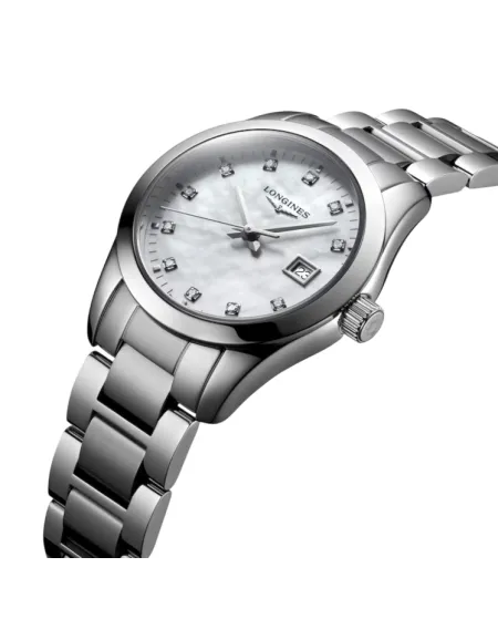 Longines Conquest Classic Women's Watch with Mother-of-Pearl and Diamond Dial