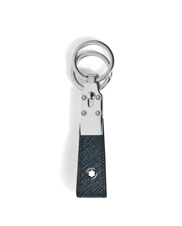 Montblanc Sartorial Blue Tweed Leather Keychain