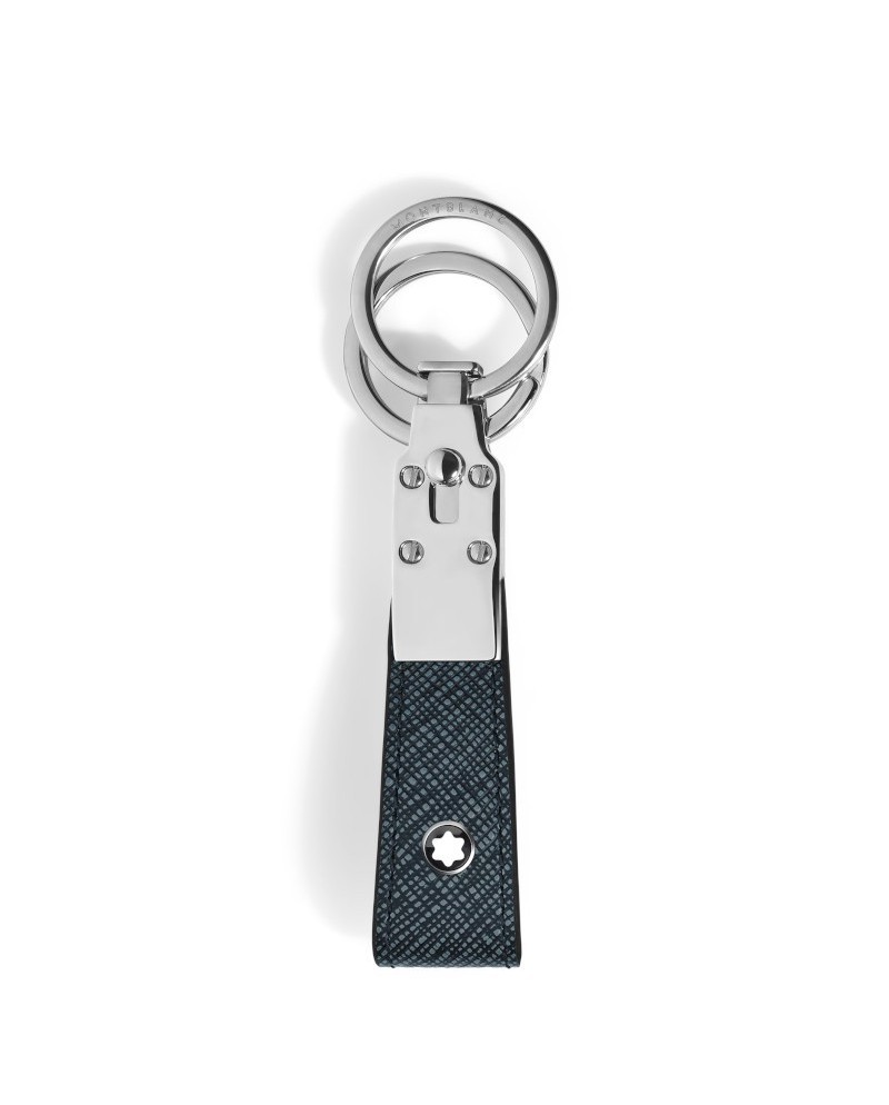Montblanc Sartorial Blue Tweed Leather Keychain