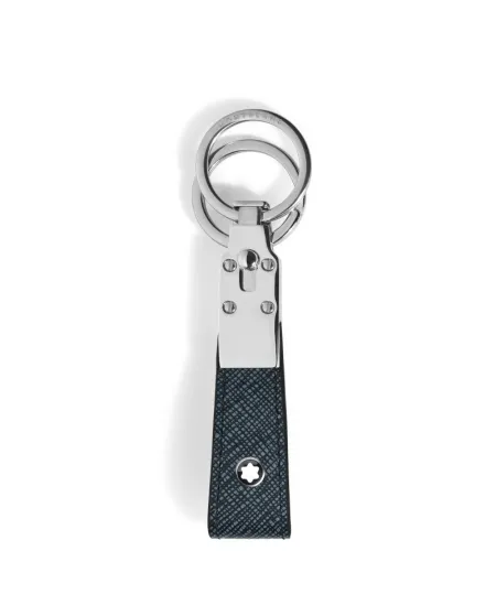Porte-clés Montblanc Sartorial en cuir tweed bleu