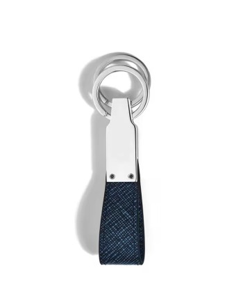Montblanc Sartorial Blue Tweed Leather Keychain