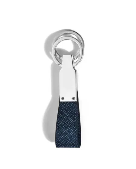 Porte-clés Montblanc Sartorial en cuir tweed bleu