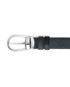 Ceinture Montblanc en cuir réversible tweed bleu/noir avec boucle fer à cheval 30 mm