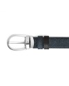 Montblanc Tweed Blue/Black Reversible Leather Belt with Horseshoe Buckle 30 mm