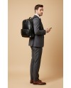 Pineider Daily East Men's Backpack in Smooth Black Leather