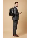 Sac à dos Pineider Daily East pour homme en cuir noir lisse