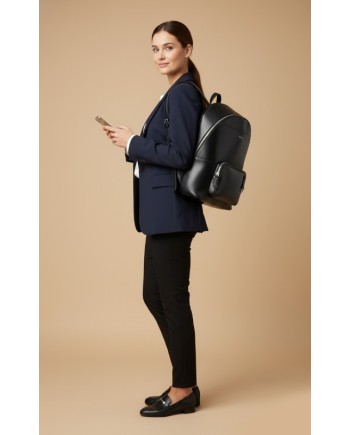 Sac à dos Pineider Daily East pour homme en cuir noir lisse