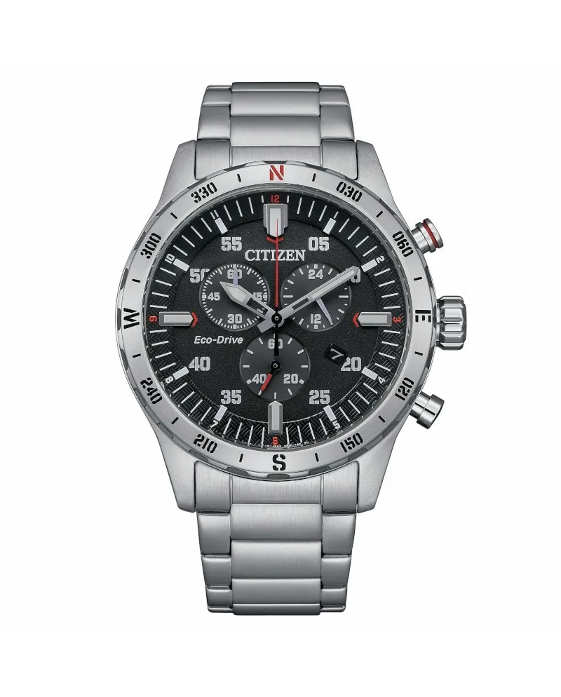 Cronografo Citizen Outdoor OF Eco Drive Quadrante Nero in Acciaio