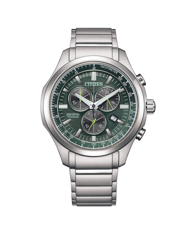 Chronographe Citizen Super Titanium Eco-Drive à cadran vert