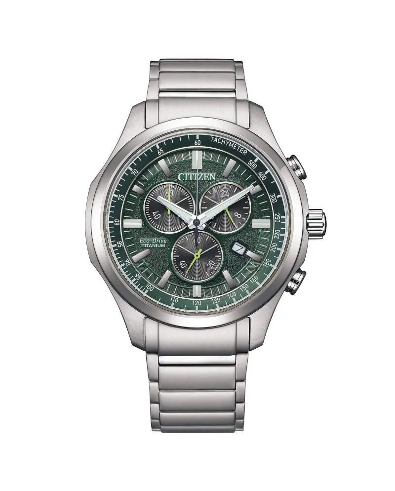 Cronografo Citizen Super Titanio Eco Drive Quadrante Verde