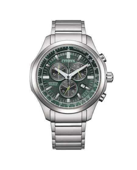 Chronographe Citizen Super Titanium Eco-Drive à cadran vert