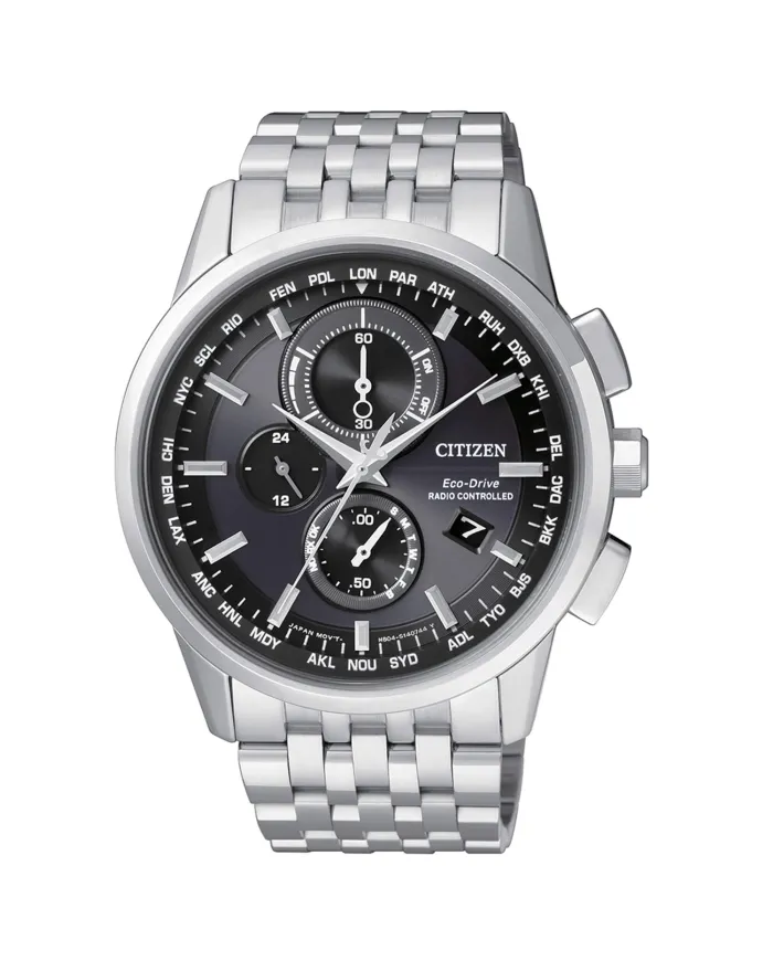 Citizen Eco Drive Radio Controlled Chronograph Black Dial Steel