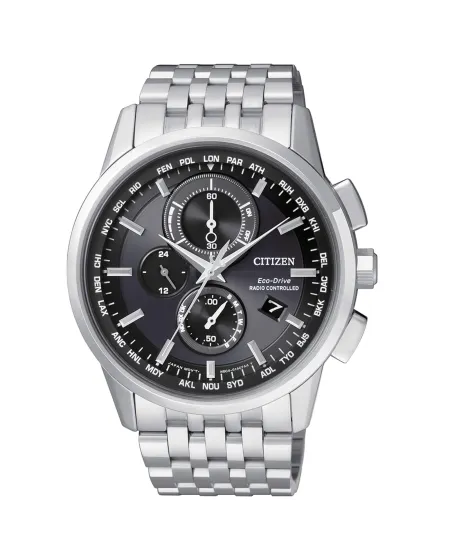 Citizen Eco Drive Radio Controlled Chronograph Black Dial Steel