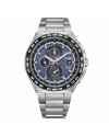 Citizen AT8 Radio Controlled Eco Drive Chronograph with Blue Dial in Super Titanium