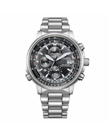 Citizen Pilot Radio Controlled Eco Drive Chronograph Black Dial Steel