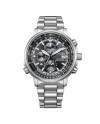 Montre Citizen Pilot Eco-Drive Chronographe Radiopilotée Cadran Noir Acier