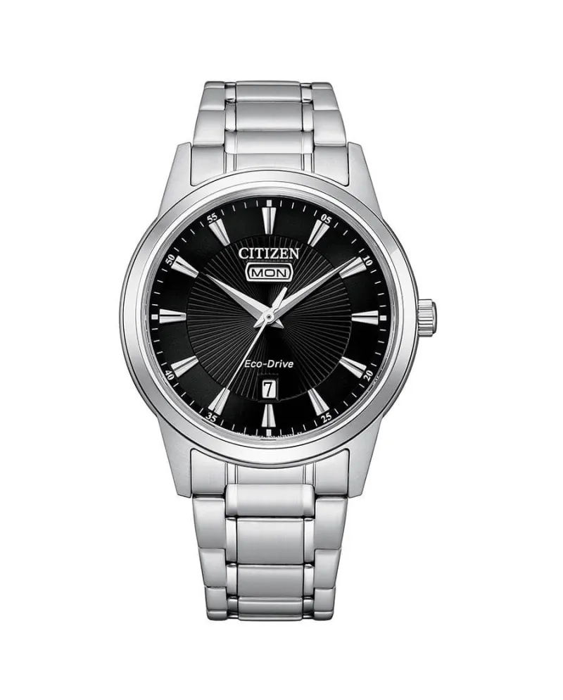 Citizen Classic OF Eco Drive Watch with Black Dial and Steel Strap