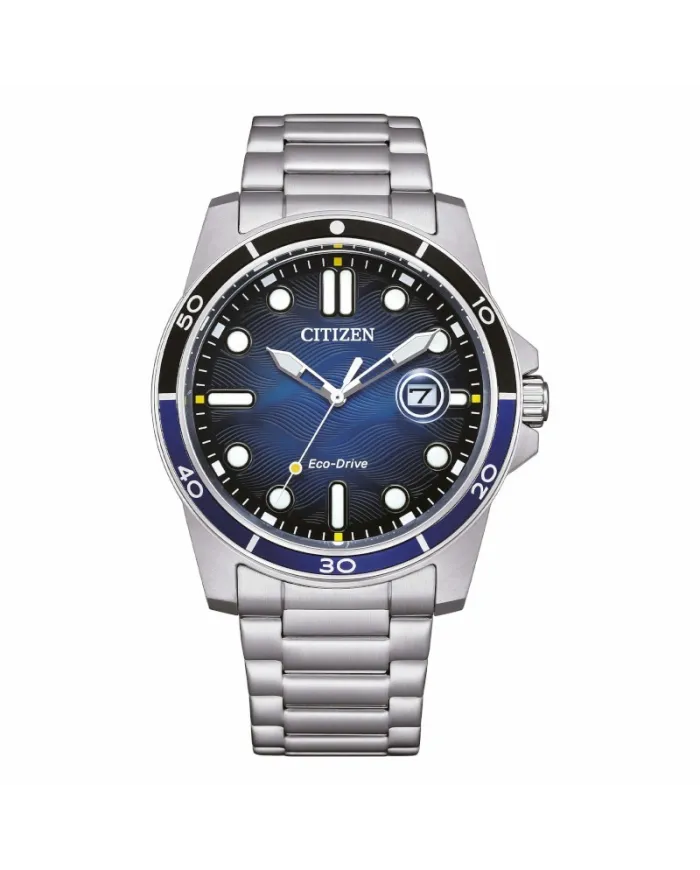 Montre Citizen Marine 1810 OF Eco-Drive avec cadran bleu et bracelet en acier