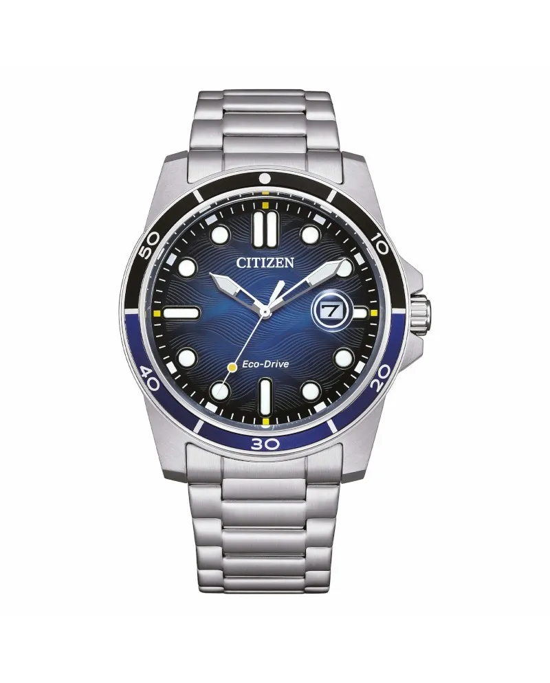 Citizen Marine 1810 OF Eco Drive Watch with Blue Dial and Steel Strap