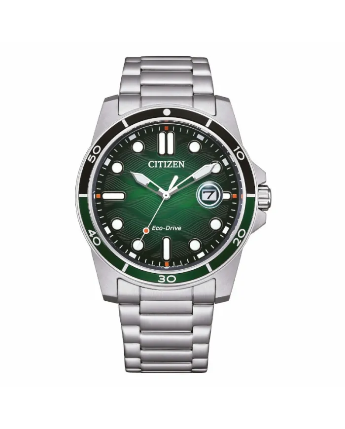 Orologio Citizen Marine 1810 OF Eco Drive Quadrante Verde e Cinturino Acciaio